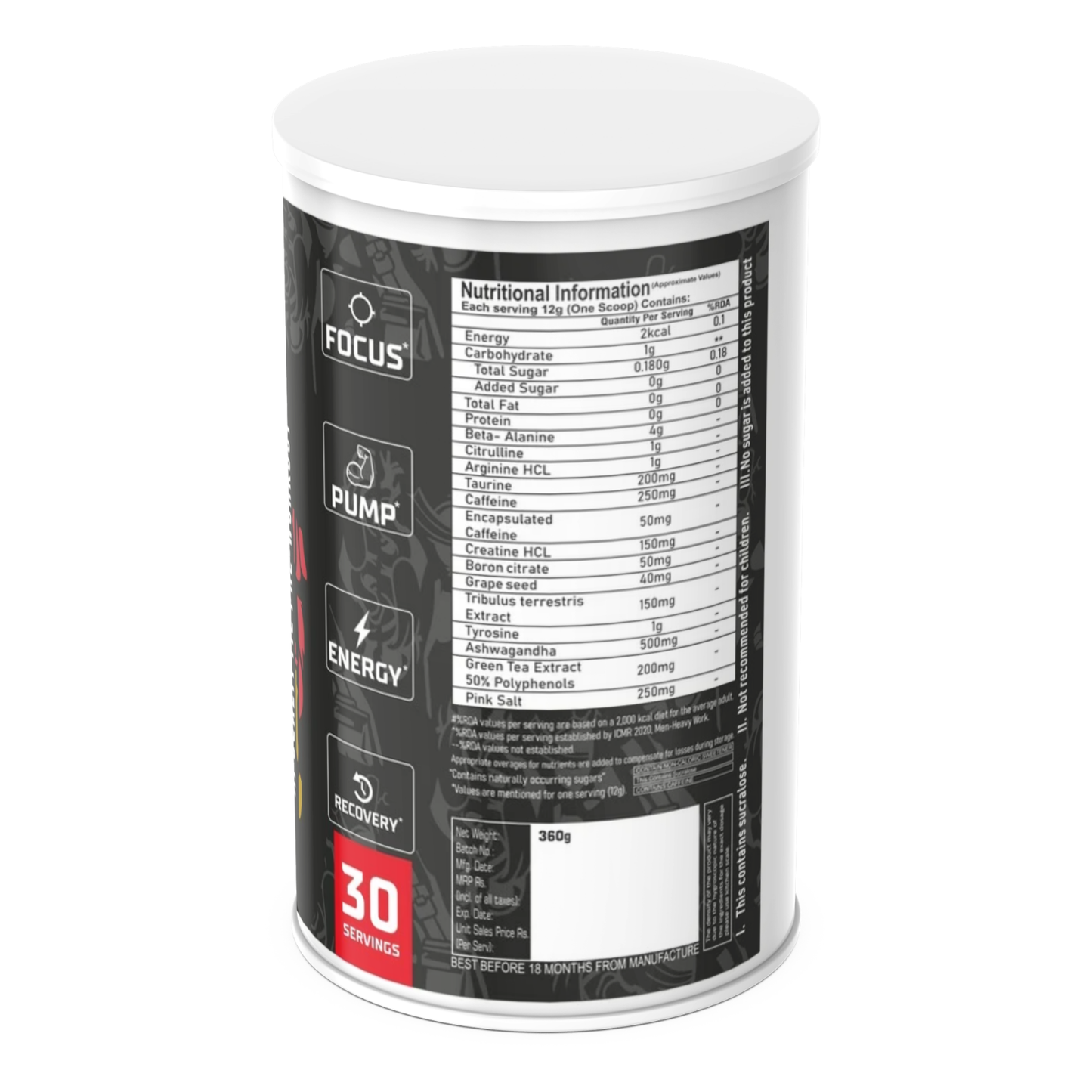 Nutrabliss Call of Duty Preworkout with Nitrosigine, Ashwagandha, Encapsulated Caffeine 360 grams 30 servings