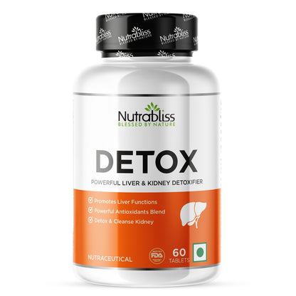 Nutrabliss Detox Liver & Kidney detoxifier with Silymarin, Glutathione, Astaxanthin 60 tablets