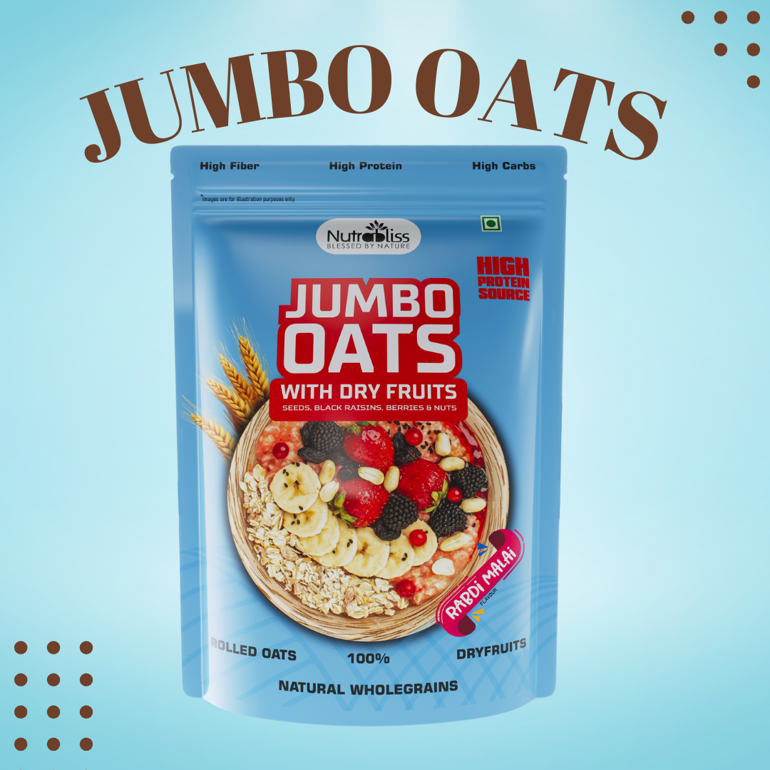 Nutrabliss Jumbo Oats Dry Fruits Seeds, Raisins, Berries, Nuts 750 grams Rabdi Malai Flavour