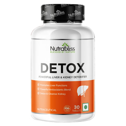 Nutrabliss Detox Liver & Kidney detoxifier with Silymarin, Glutathione, Astaxanthin 60 tablets