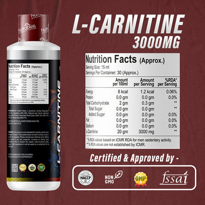 Nutrabliss L Carnitine 3000 mg Liquid 450 ml Fruit Punch - 30 servings