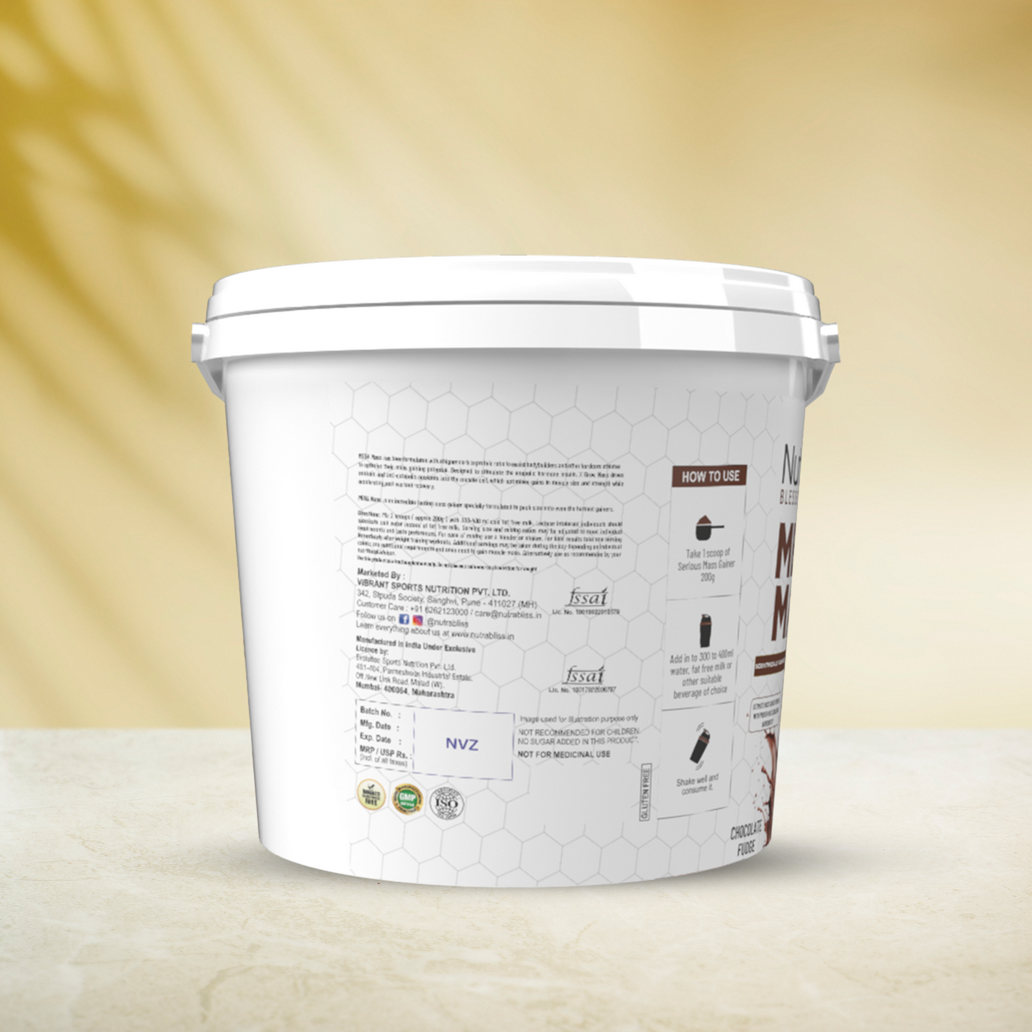 Nutrabliss Mega Mass Pack: 5kg Choco Gainer + Creatine + Glutamine