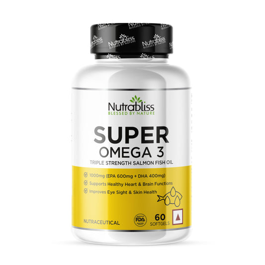 Nutrabliss Super Omega 3 Triple Strength Fish Oil EPA 600 mg DHA 400 mg 60 Softgels