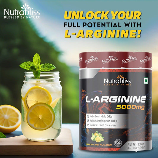 Nutrabliss L Arginine 5000 mg Lemon Lime Flavour 250 grams
