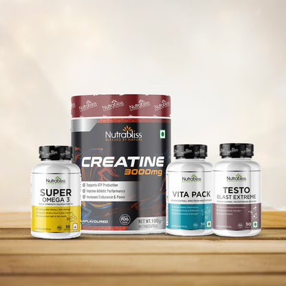 Nutrabliss Total Power Pack: Testo + Vita + Omega + Creatine