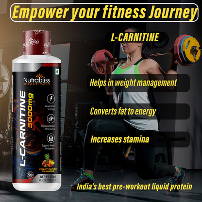 Nutrabliss L Carnitine 3000 mg Liquid 450 ml Fruit Punch - 30 servings