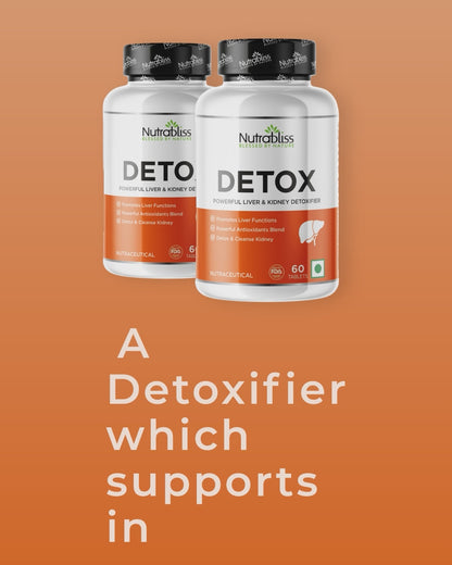 Nutrabliss Detox Liver & Kidney detoxifier with Silymarin, Glutathione, Astaxanthin 60 tablets