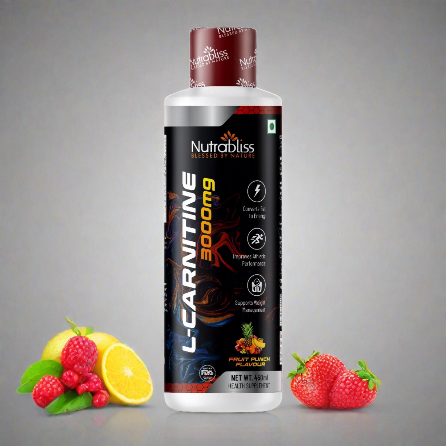 Nutrabliss L Carnitine 3000 mg Liquid 450 ml Fruit Punch 